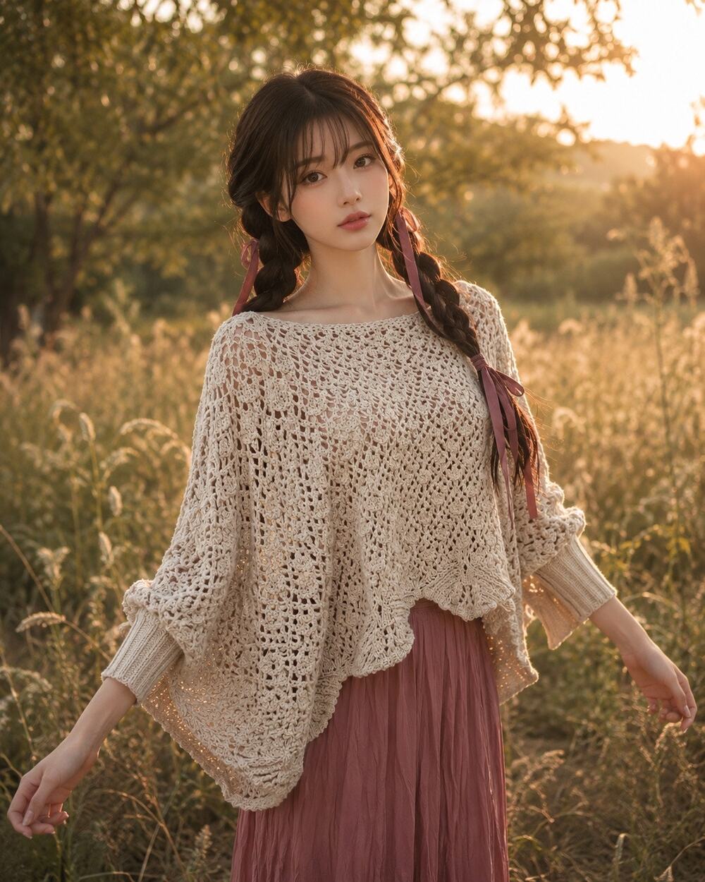 Slow Mornings + Lattes cropped slouchy crochet knit boho sweater L